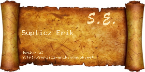 Suplicz Erik névjegykártya
